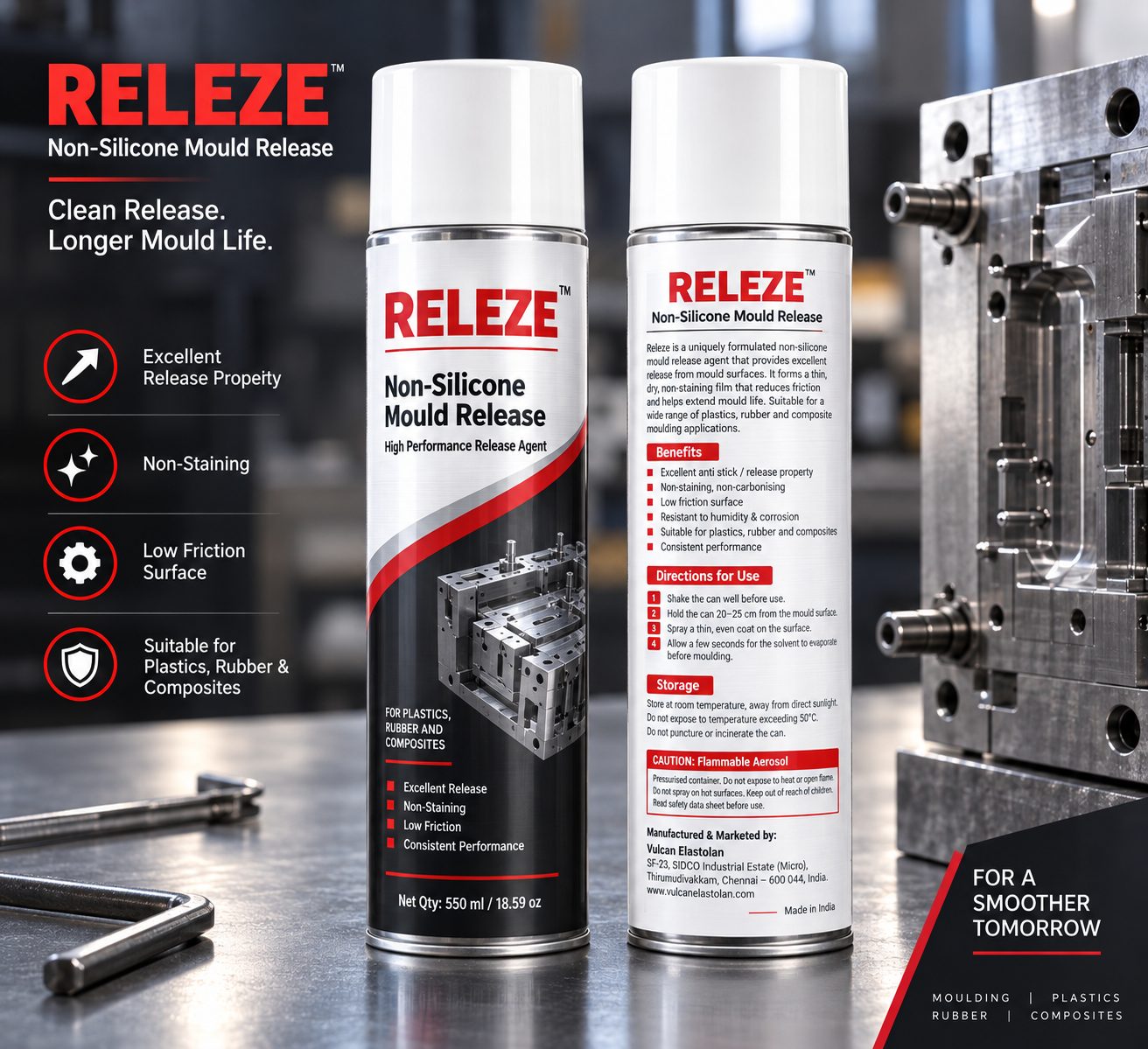 Releze Non-Silicone Mould Release — high performance release agent for plastics, rubber and composites