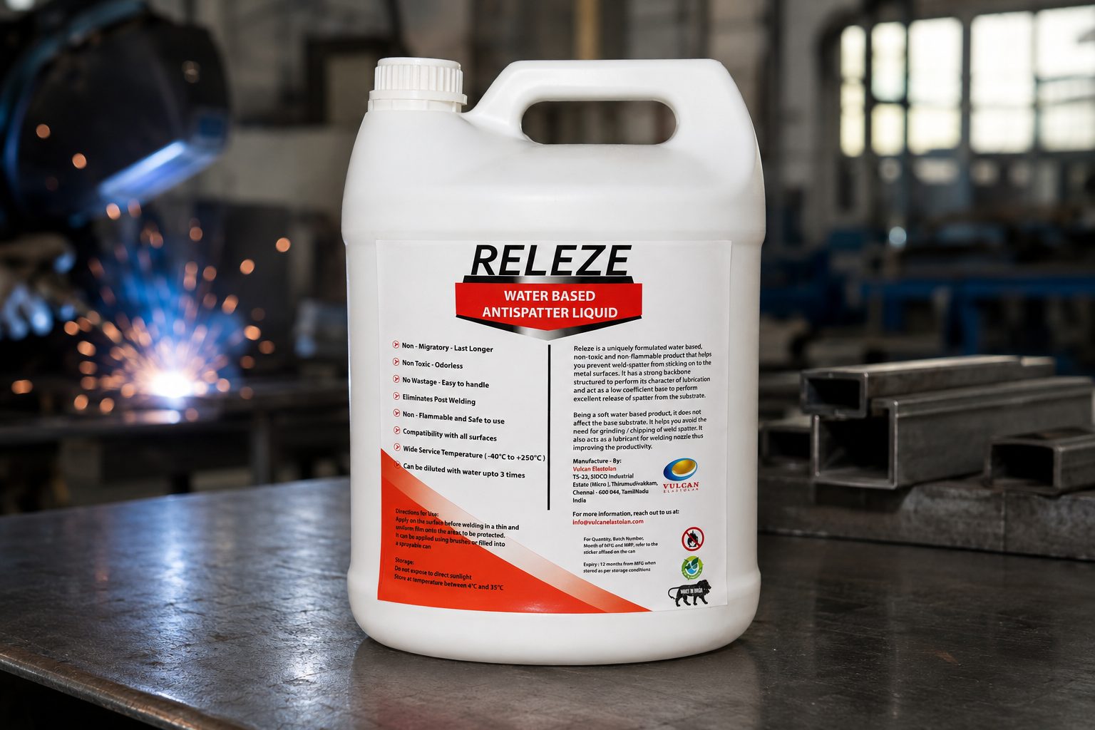 Releze Water Based Antispatter Liquid — non-toxic, non-flammable, dilutable weld antispatter
